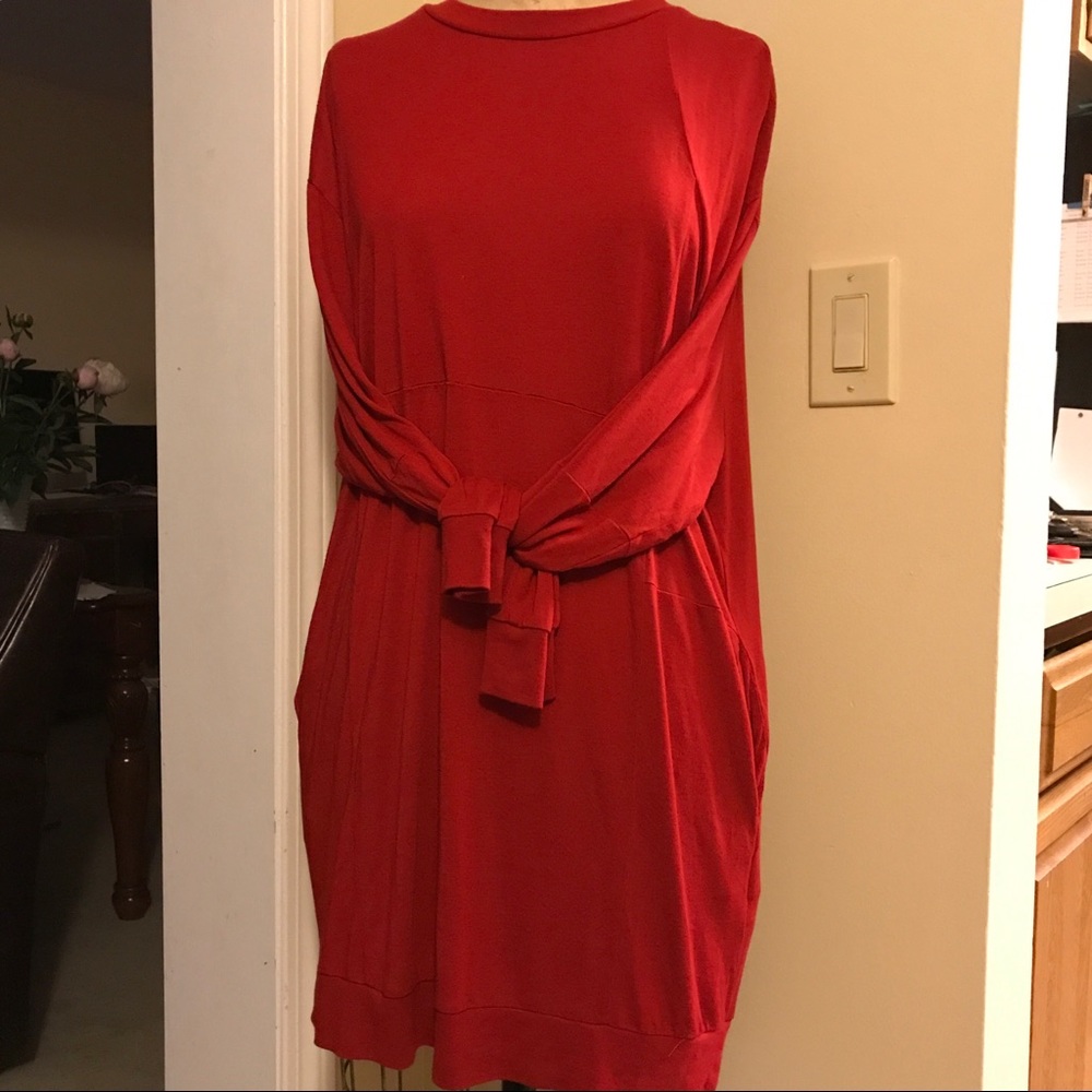 Marglela MM6 long sleeve red tee shirt dress